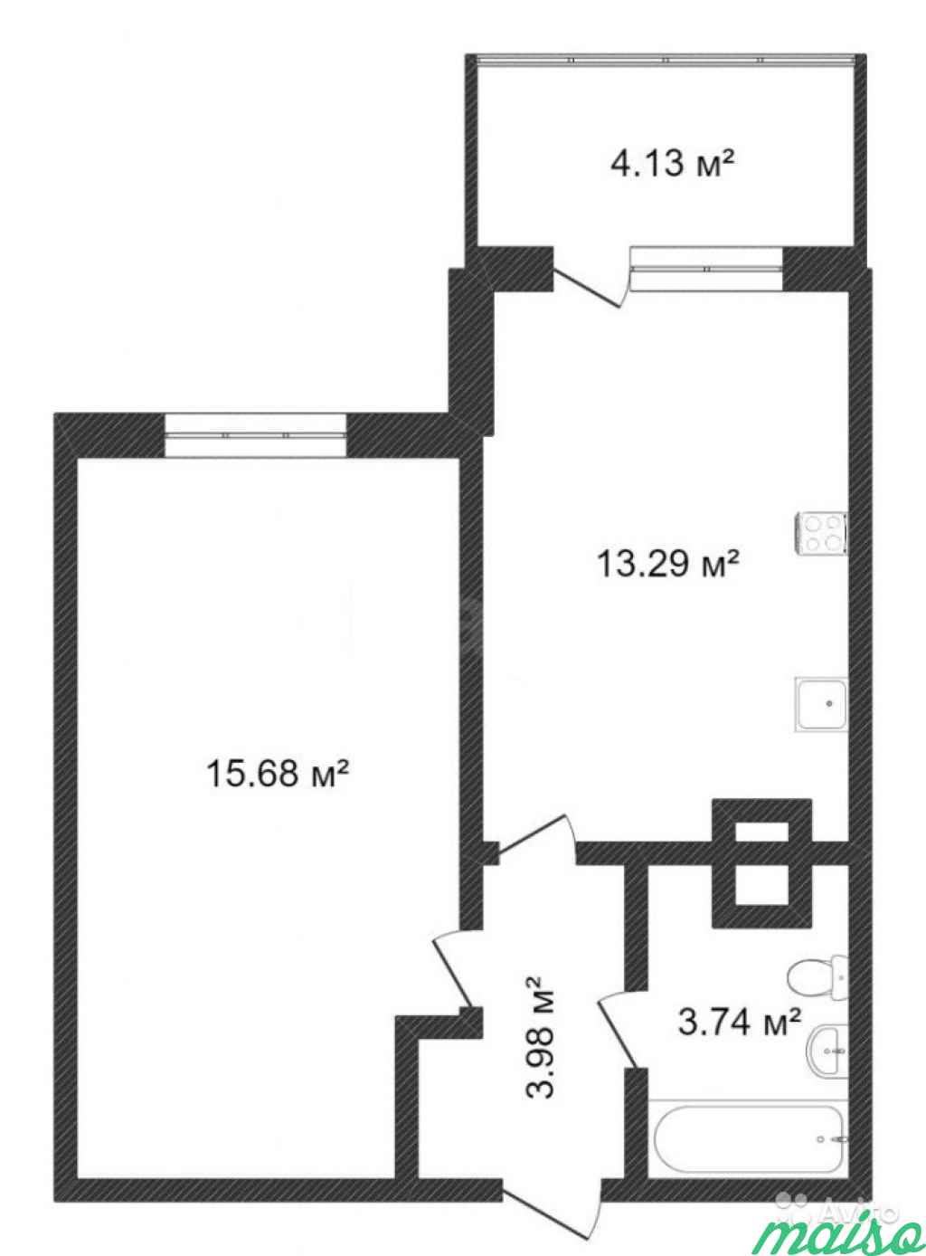 1-к квартира, 37.8 м², 5/24 эт. в Санкт-Петербурге. Фото 13