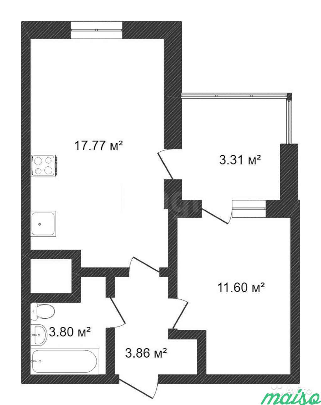 1-к квартира, 40.3 м², 8/24 эт. в Санкт-Петербурге. Фото 14