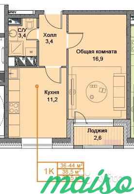 1-к квартира, 38 м², 9/18 эт. в Санкт-Петербурге. Фото 2