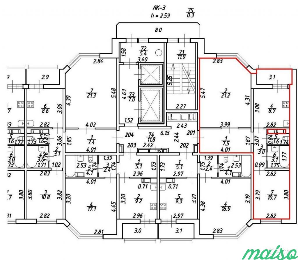 2-к квартира, 55.8 м², 14/19 эт. в Санкт-Петербурге. Фото 7