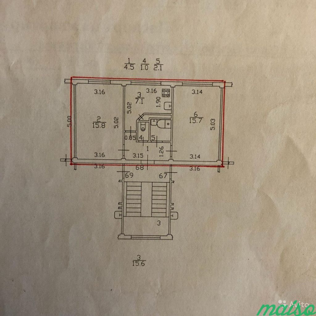 2-к квартира, 46.4 м², 3/5 эт. в Санкт-Петербурге. Фото 16