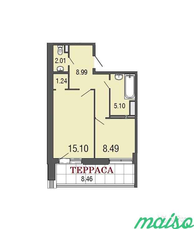 1-к квартира, 49.4 м², 2/9 эт. в Санкт-Петербурге. Фото 1