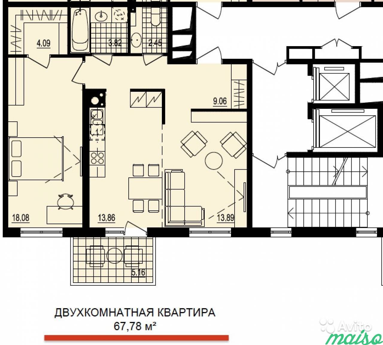 2-к квартира, 68 м², 8/11 эт. в Санкт-Петербурге. Фото 13