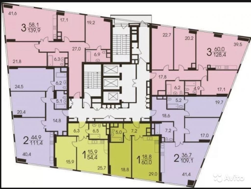 Продам квартиру 3-к квартира 128.4 м² на 6 этаже 29-этажного монолитного дома в Москве. Фото 1