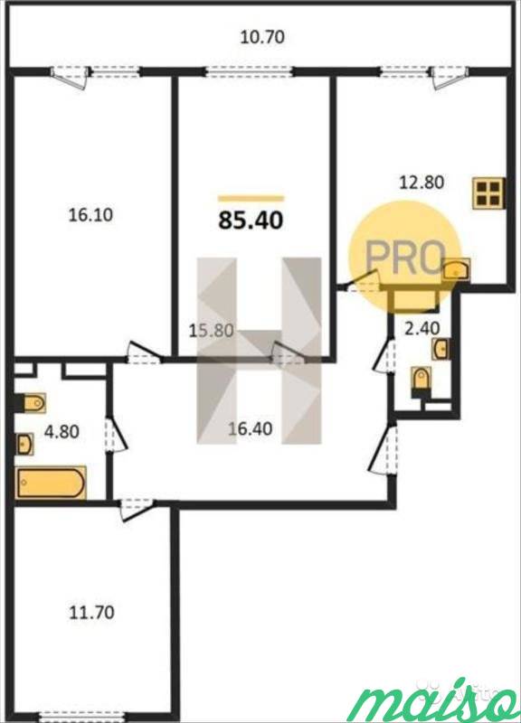 3-к квартира, 85.4 м², 11/17 эт. в Санкт-Петербурге. Фото 2