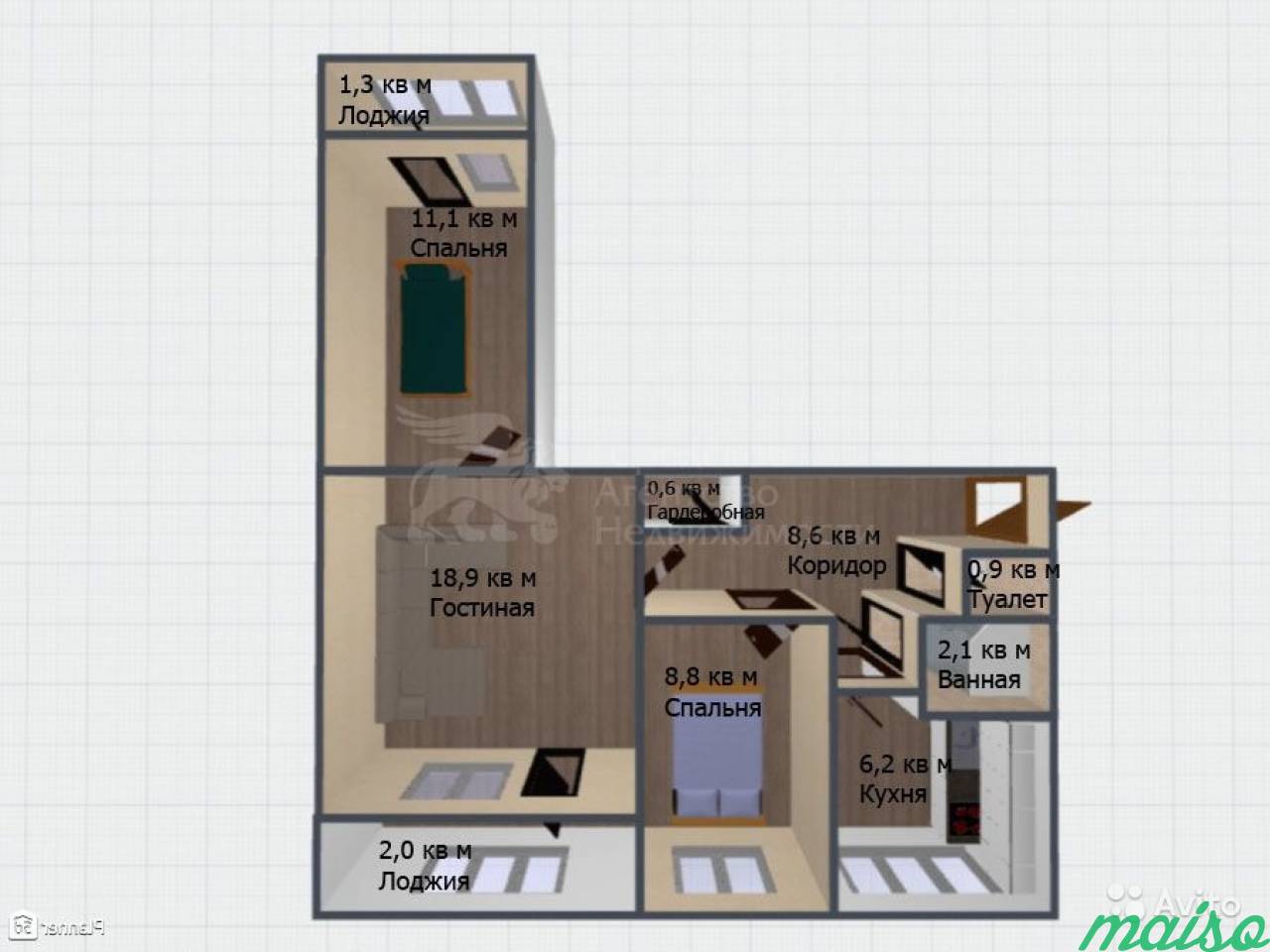 3-к квартира, 60.5 м², 2/9 эт. в Санкт-Петербурге. Фото 13