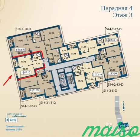 1-к квартира, 65 м², 3/12 эт. в Санкт-Петербурге. Фото 16