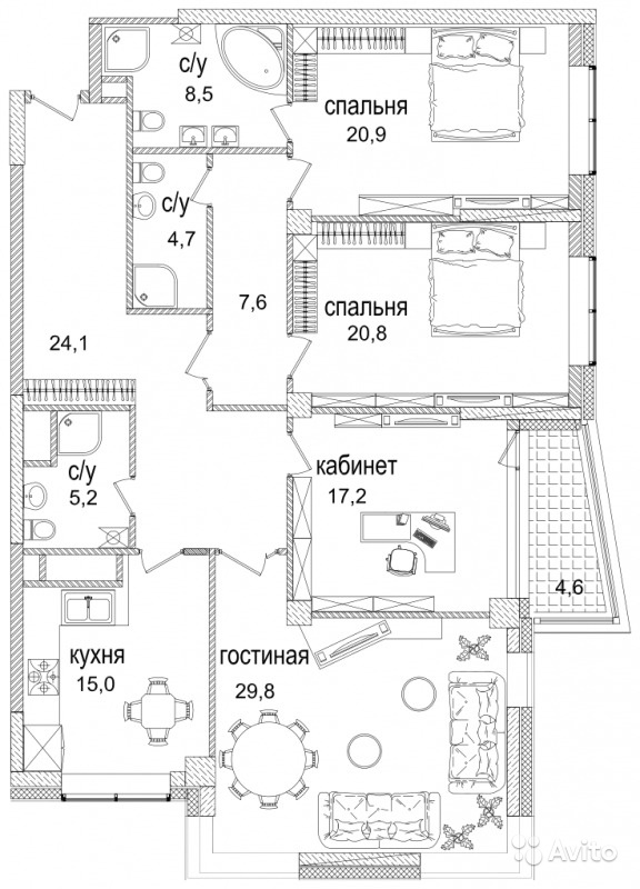 Продам квартиру в новостройке ЖК «Долина Сетунь» , Корпус Б 4-к квартира 161 м² на 4 этаже 39-этажного монолитного дома , тип участия: ДДУ в Москве. Фото 1