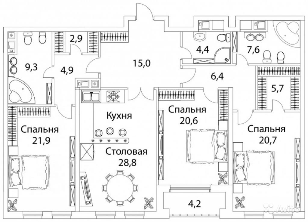 Продам квартиру в новостройке ЖК «GRAND DELUXE на Плющихе» (Гранд Делюкс на Плющихе) 3-к квартира 155 м² на 9 этаже 10-этажного кирпичного дома , тип участия: ДДУ в Москве. Фото 1