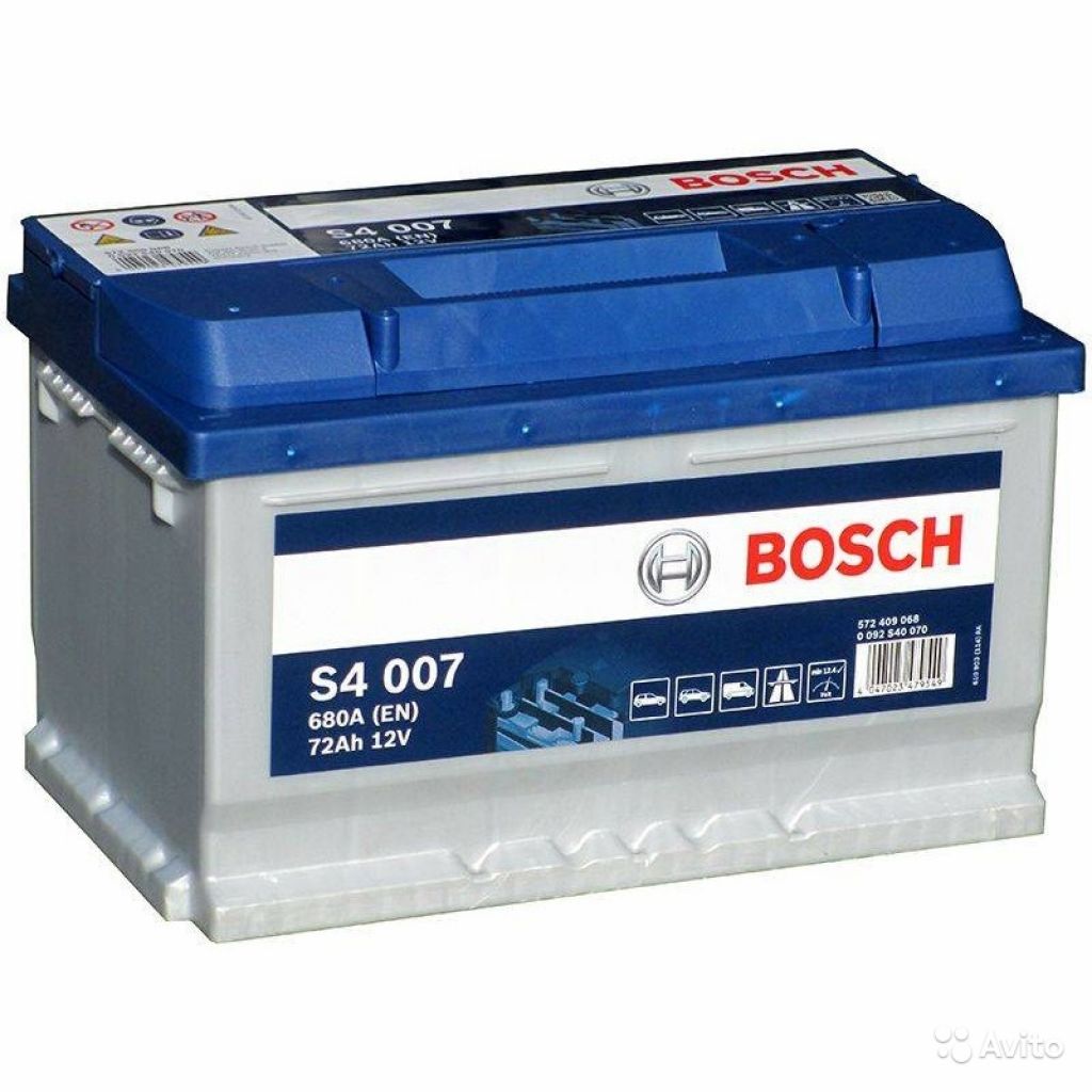 Аккумулятор Bosch S4 007 (72R) обр. пол. 72 Ач в Москве. Фото 1
