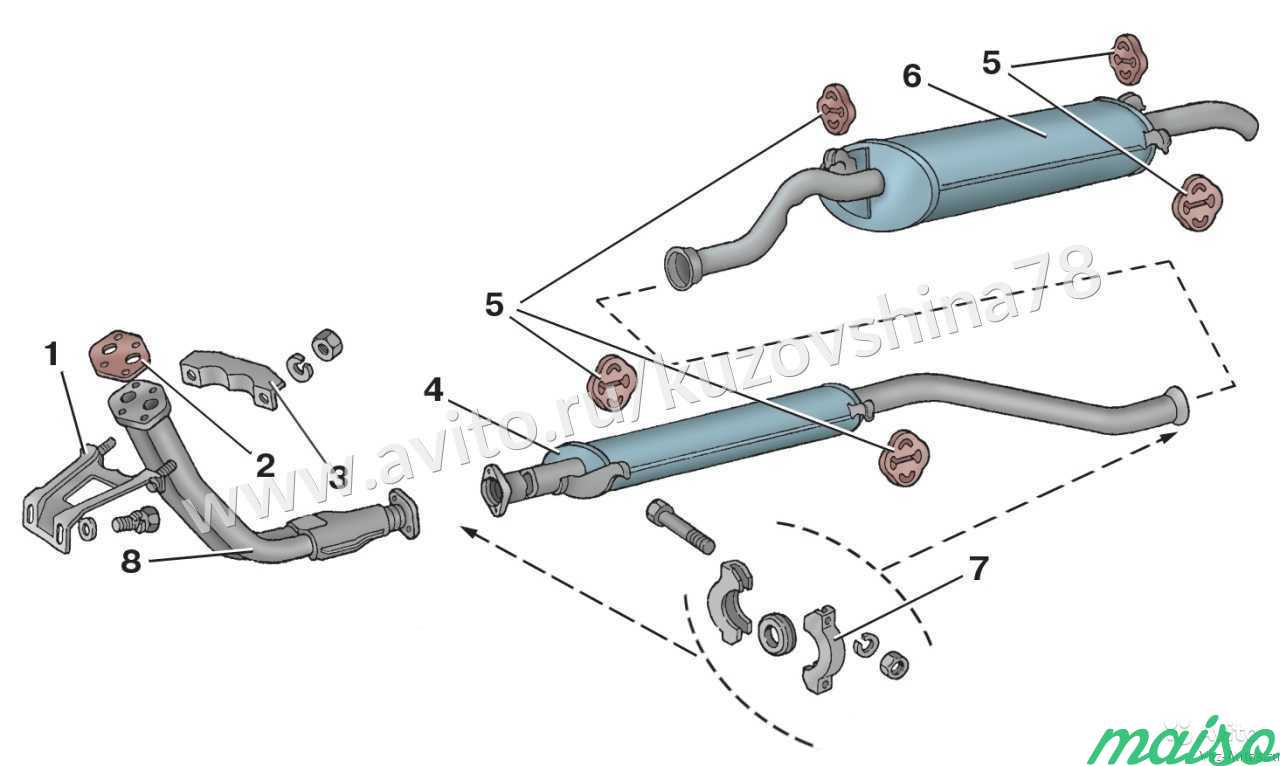 Схема глушителя ваз 2114