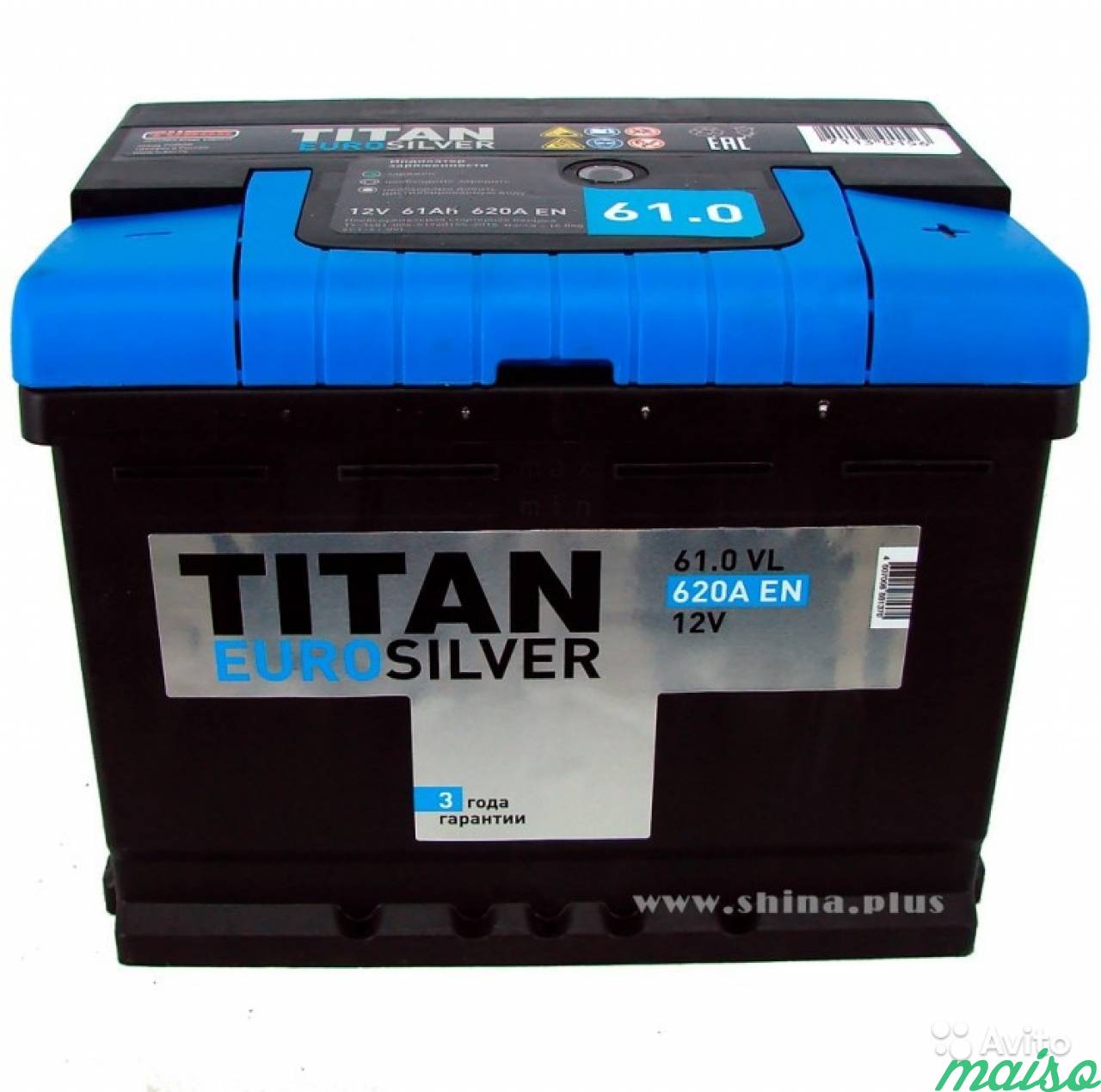 Аккумулятор Titan eurosilver 61 Ач оп в Санкт-Петербурге. Фото 1