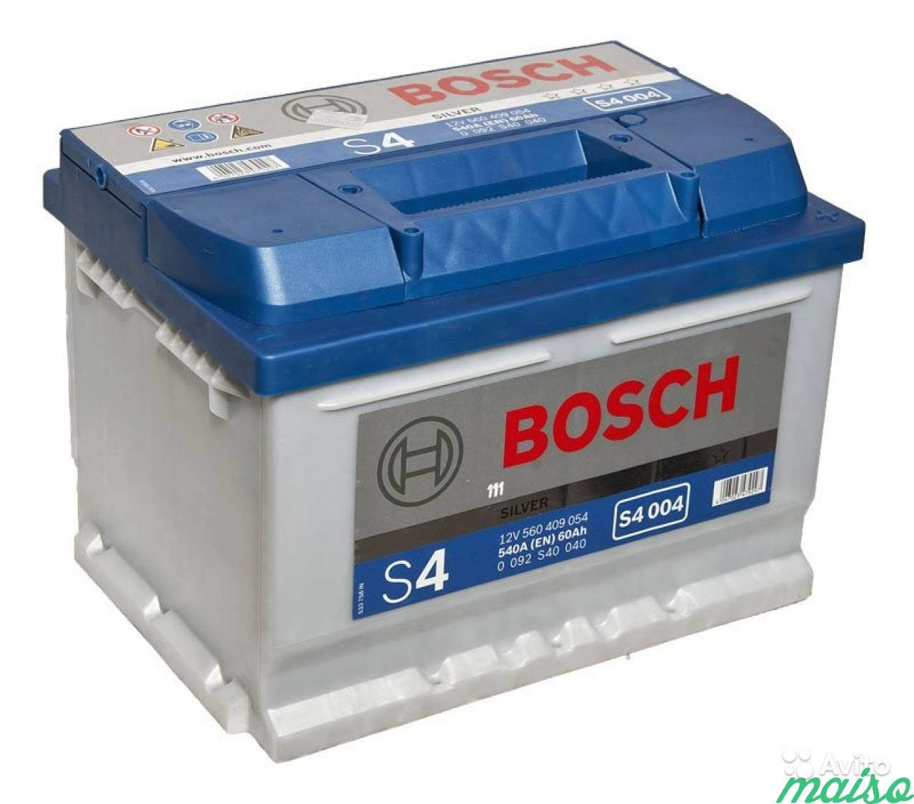 Аккумулятор Bosch S4 004 60 А/ч 540 A об.пол в Санкт-Петербурге. Фото 1