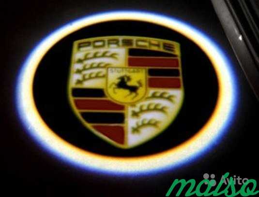 Светодиодная подсветка в дверь с логотип Porsche в Санкт-Петербурге. Фото 2