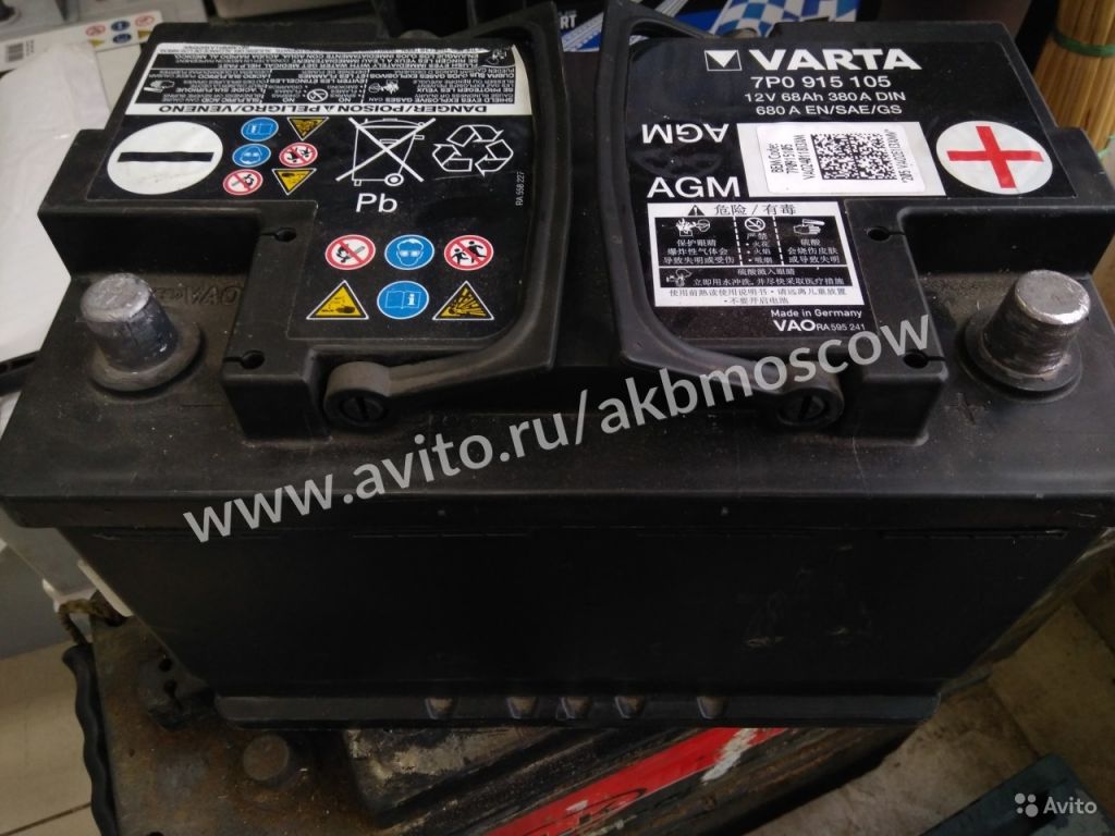 68Ач аккумулятор б/у Varta AGM 7P0915105 в Москве. Фото 1
