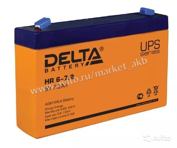 Аккумулятор Delta HR 6-7.2 7.2 а/ч в Москве. Фото 1