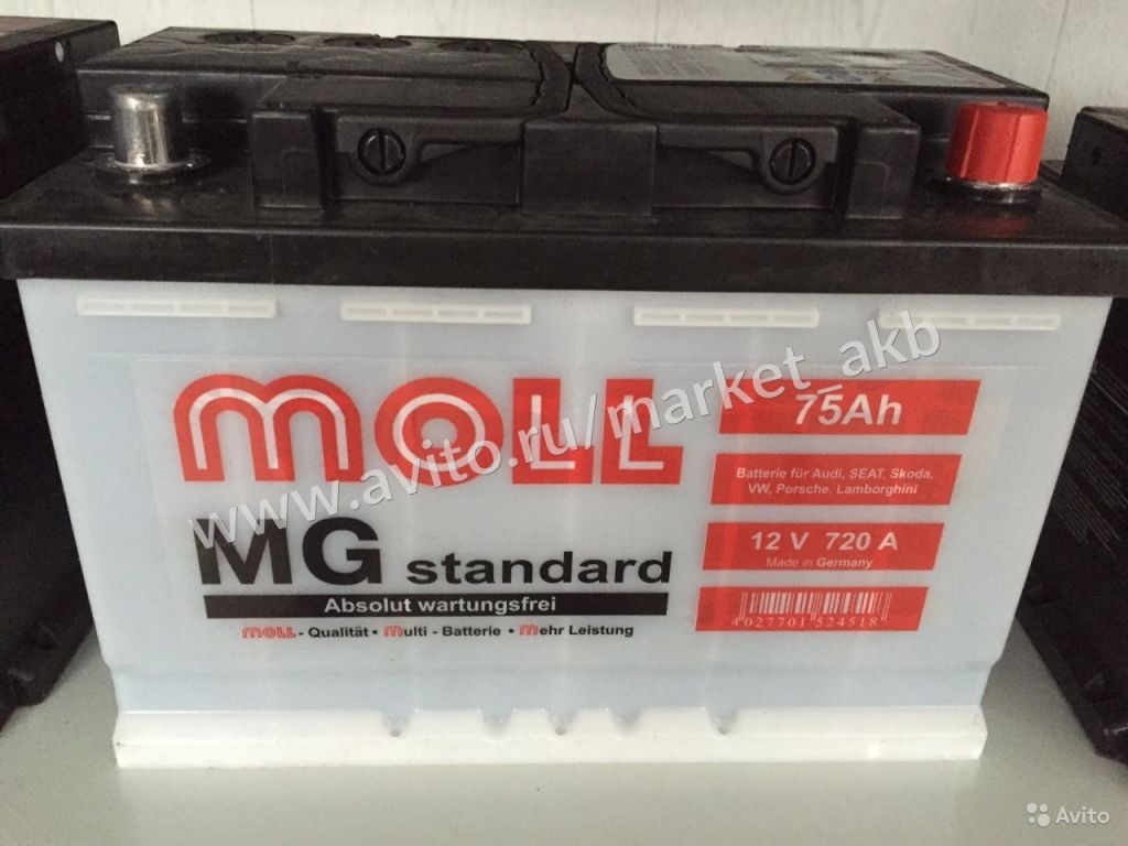 Аккумулятор 12v 75ah. Moll MG Standard Asia 75ah 715. Moll MG Standard 12v-105ahr. Аккумулятор Moll MG Standard 60 а/ч. Аккумуляторы Moll 12 v 75 Ah.