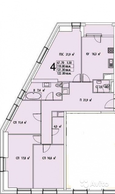 Продам квартиру в новостройке 4-к квартира 123 м² на 2 этаже 24-этажного кирпичного дома в Москве. Фото 1