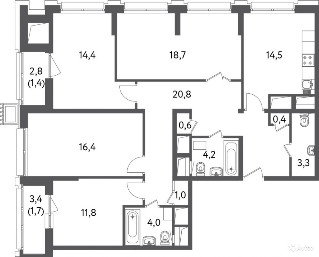 Продам квартиру в новостройке 4-к квартира 113.2 м² на 14 этаже 19-этажного монолитного дома в Москве. Фото 1