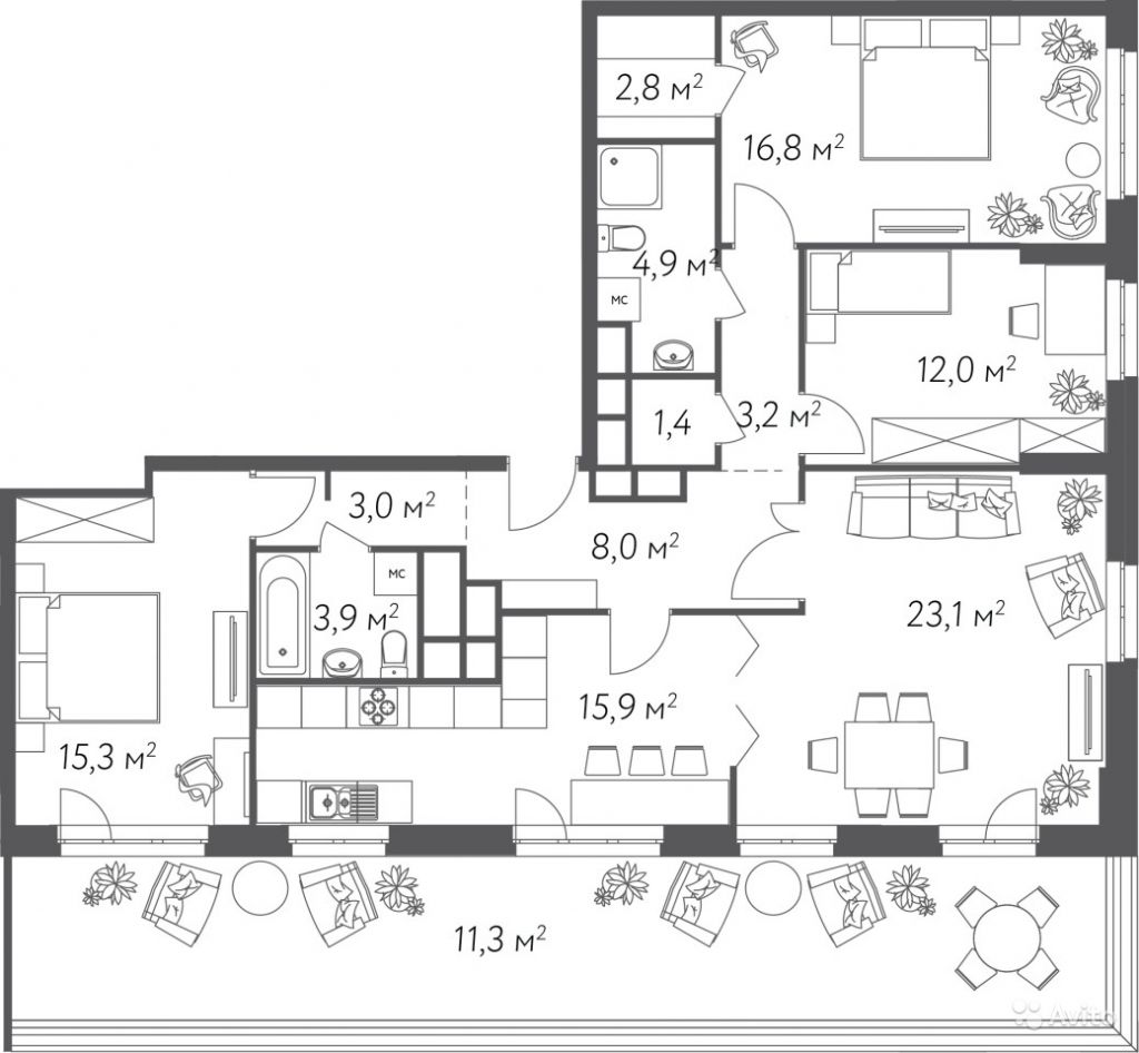 Продам квартиру в новостройке ЖК «Дом в Кусково» 4-к квартира 121.6 м² на 9 этаже 11-этажного монолитного дома , тип участия: ДДУ в Москве. Фото 1