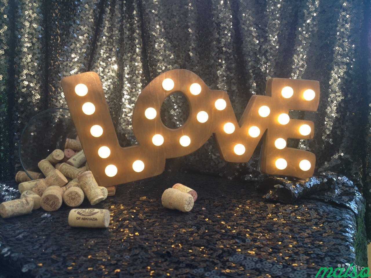 Свадебный лофт декор слово love с подсветкой в Санкт-Петербурге. Фото 1
