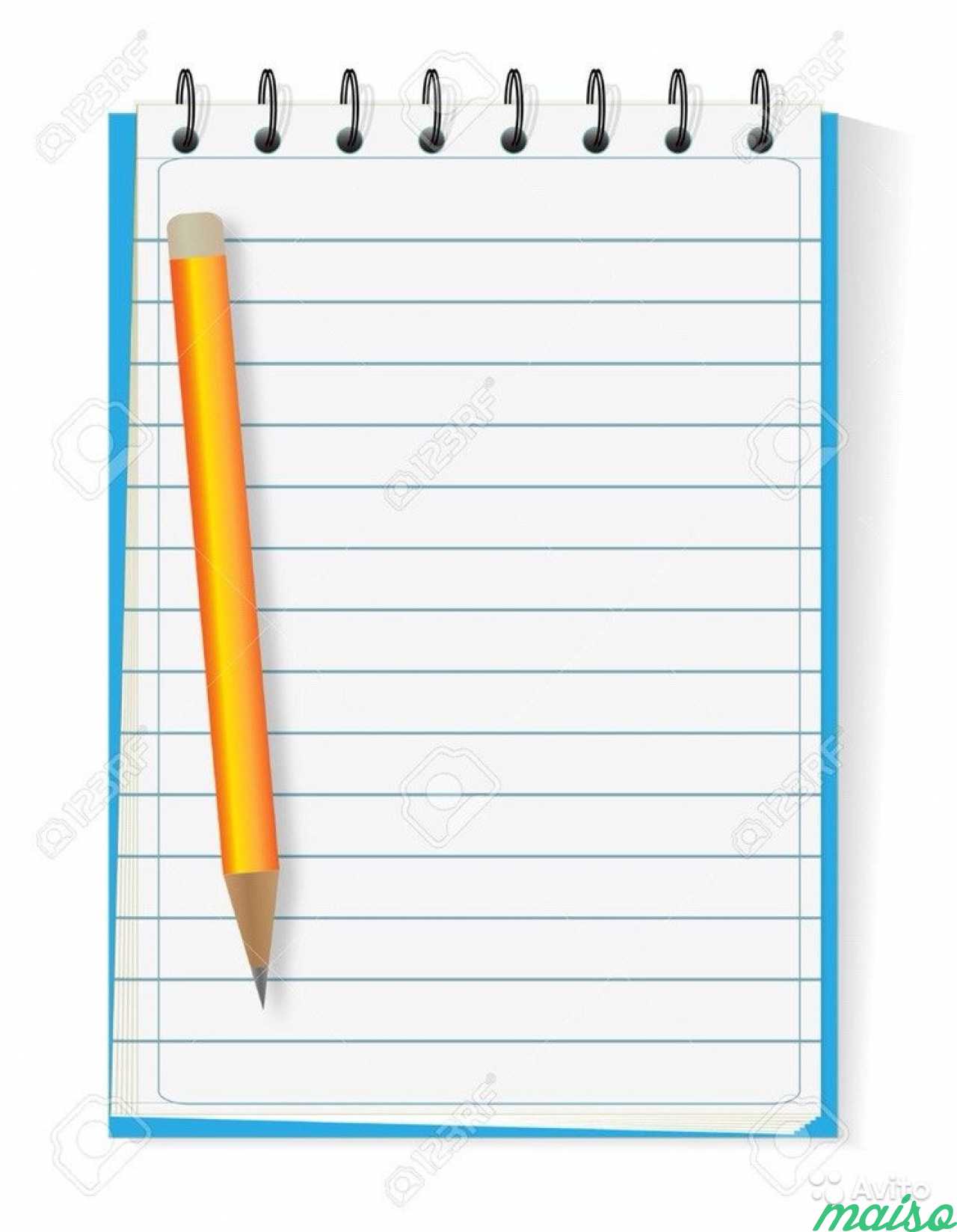 Лист блокнота с ручкой