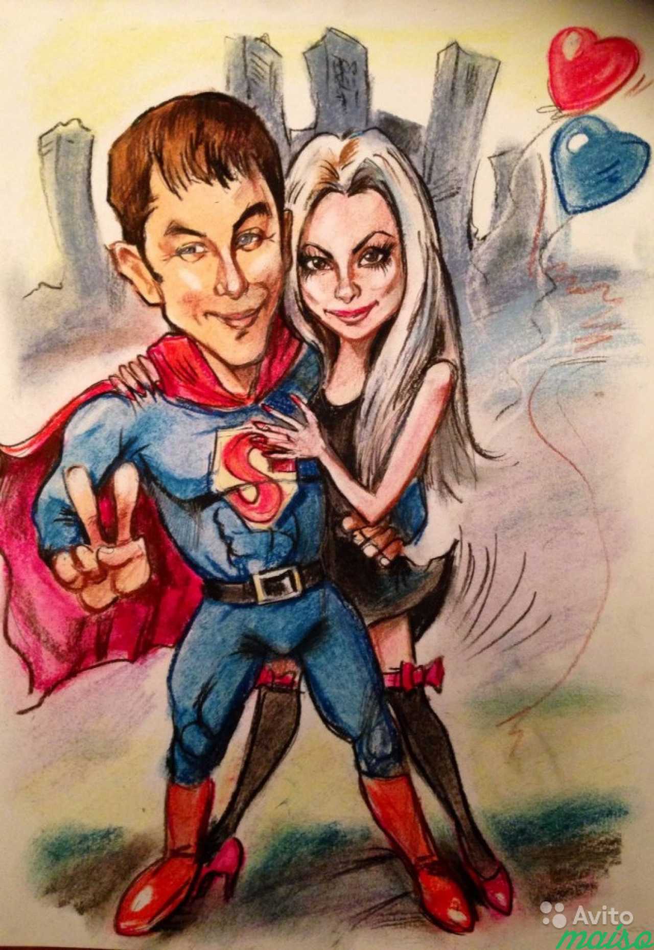 Шарж Супермен и Супервумен