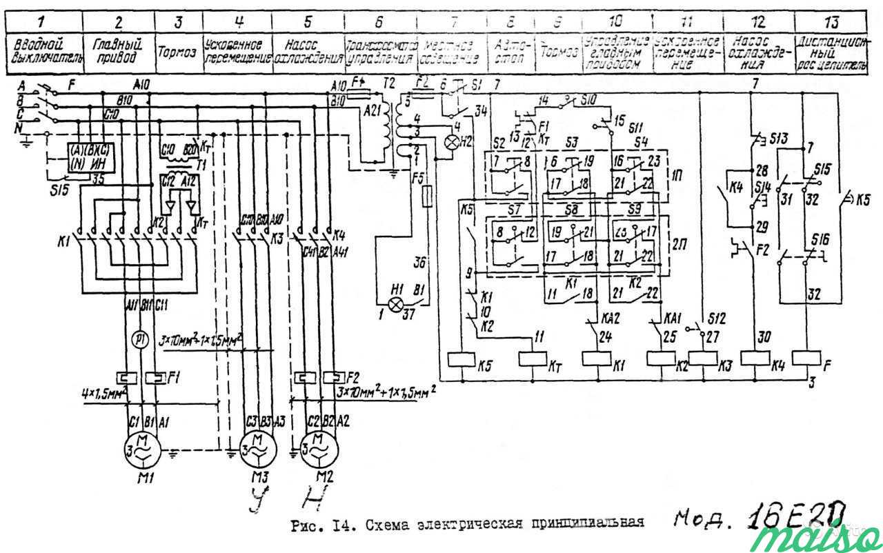 Схема электрическая принципиальная станка токарного станка