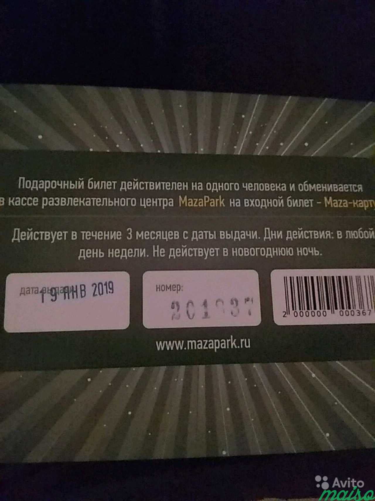Билет в Маза- Парк на Бухарестской в Санкт-Петербурге. Фото 1