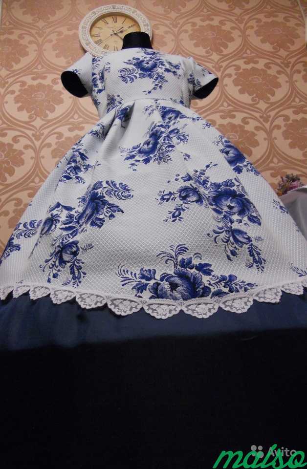 Прокат платья Гжель-классика(гобелен) с кринолином в Санкт-Петербурге. Фото 7