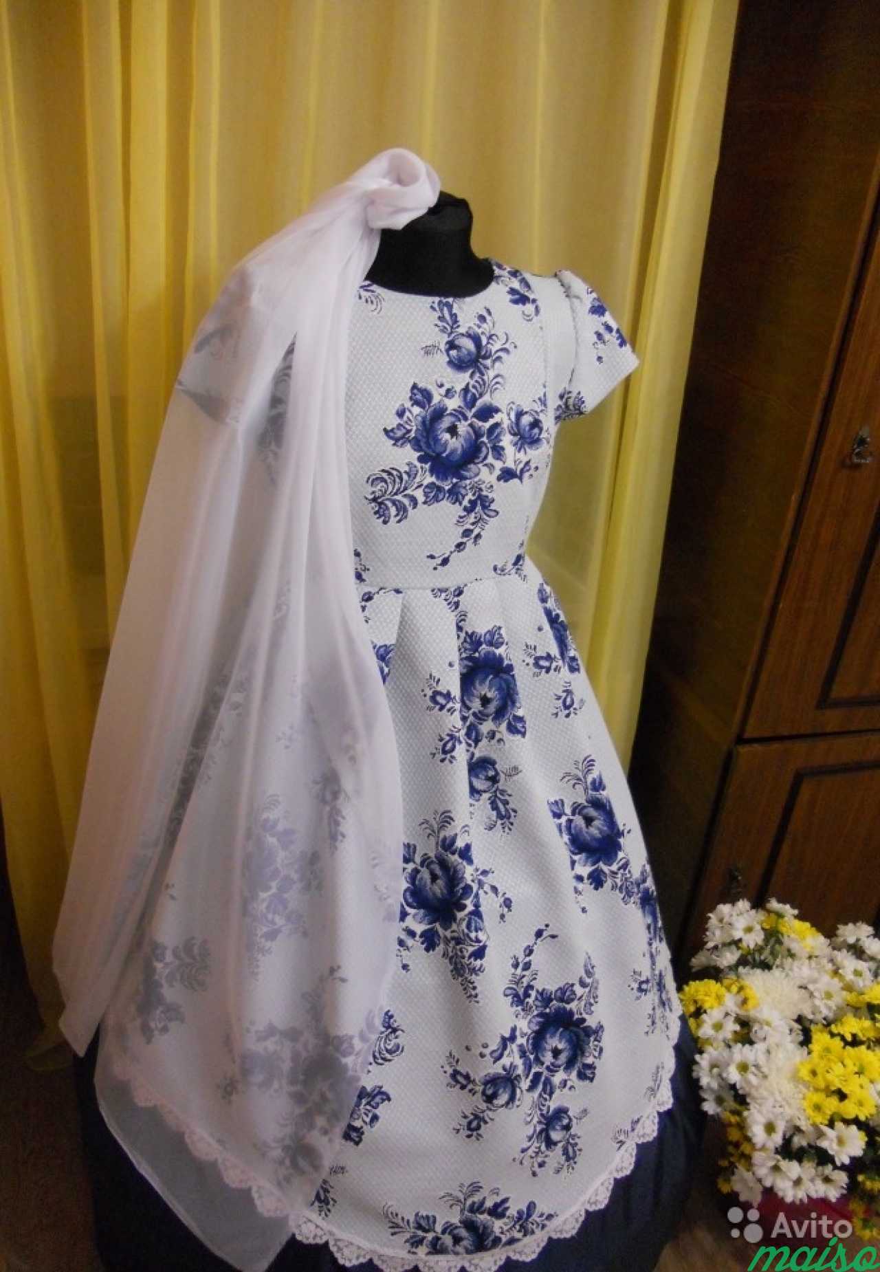 Прокат платья Гжель-классика(гобелен) с кринолином в Санкт-Петербурге. Фото 4