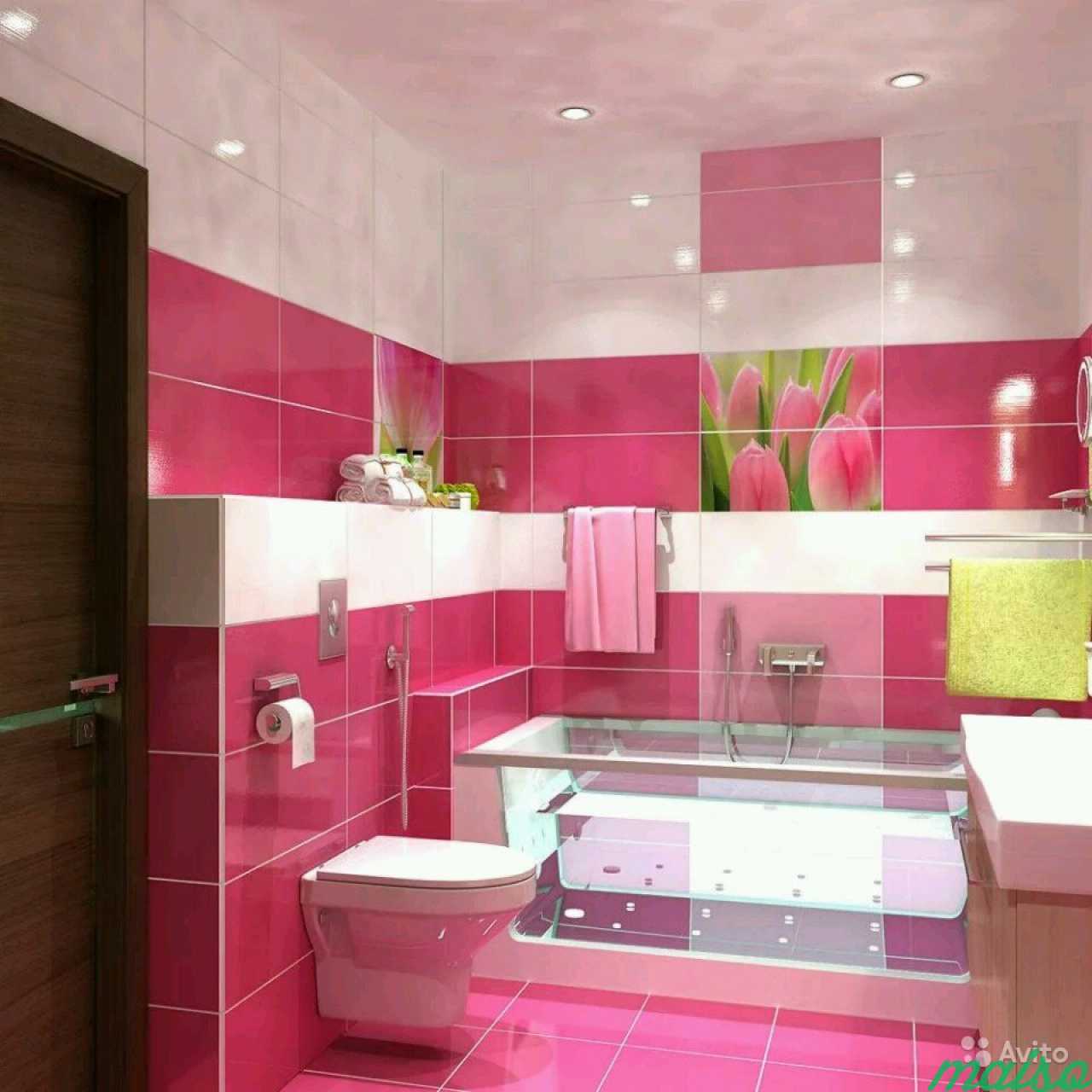 Дизайн ванны с цветами