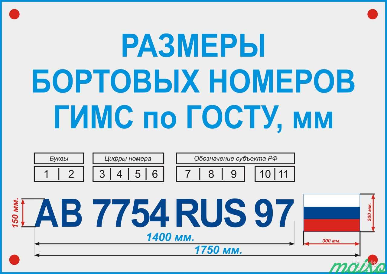 Размеры номеров на лодку нового образца