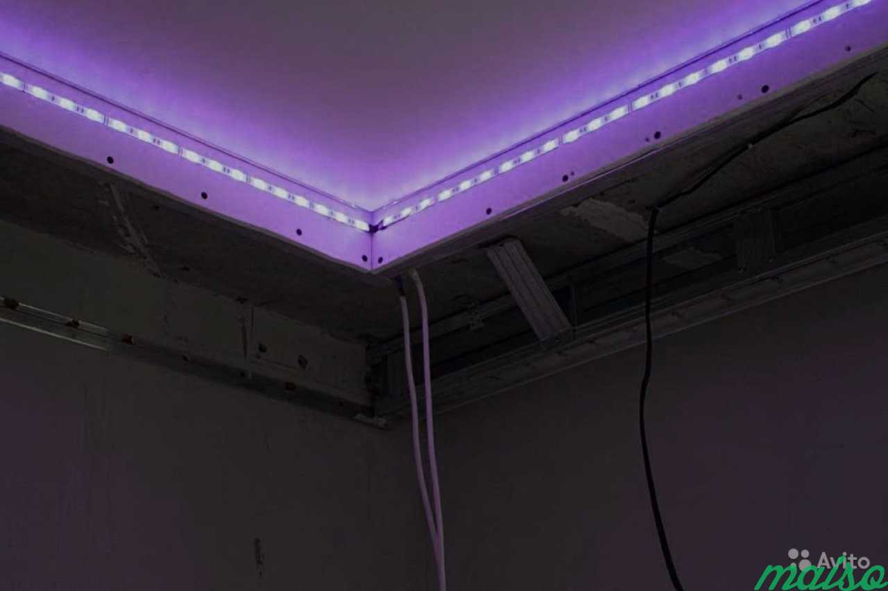 установка светодиодной ленты в комнате