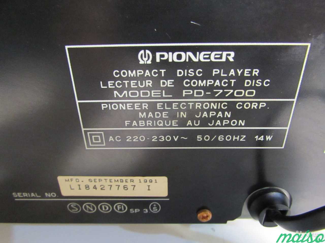 Pioneer PD-7700 CD-Плеер 1991г пр-ва Япония в Санкт-Петербурге. Фото 9