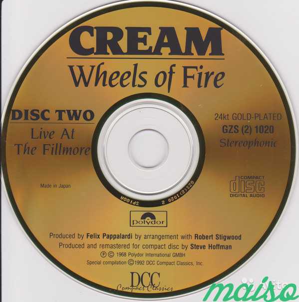 Cream (2) Wheels Of Fire 24K Gold CD в Санкт-Петербурге. Фото 2