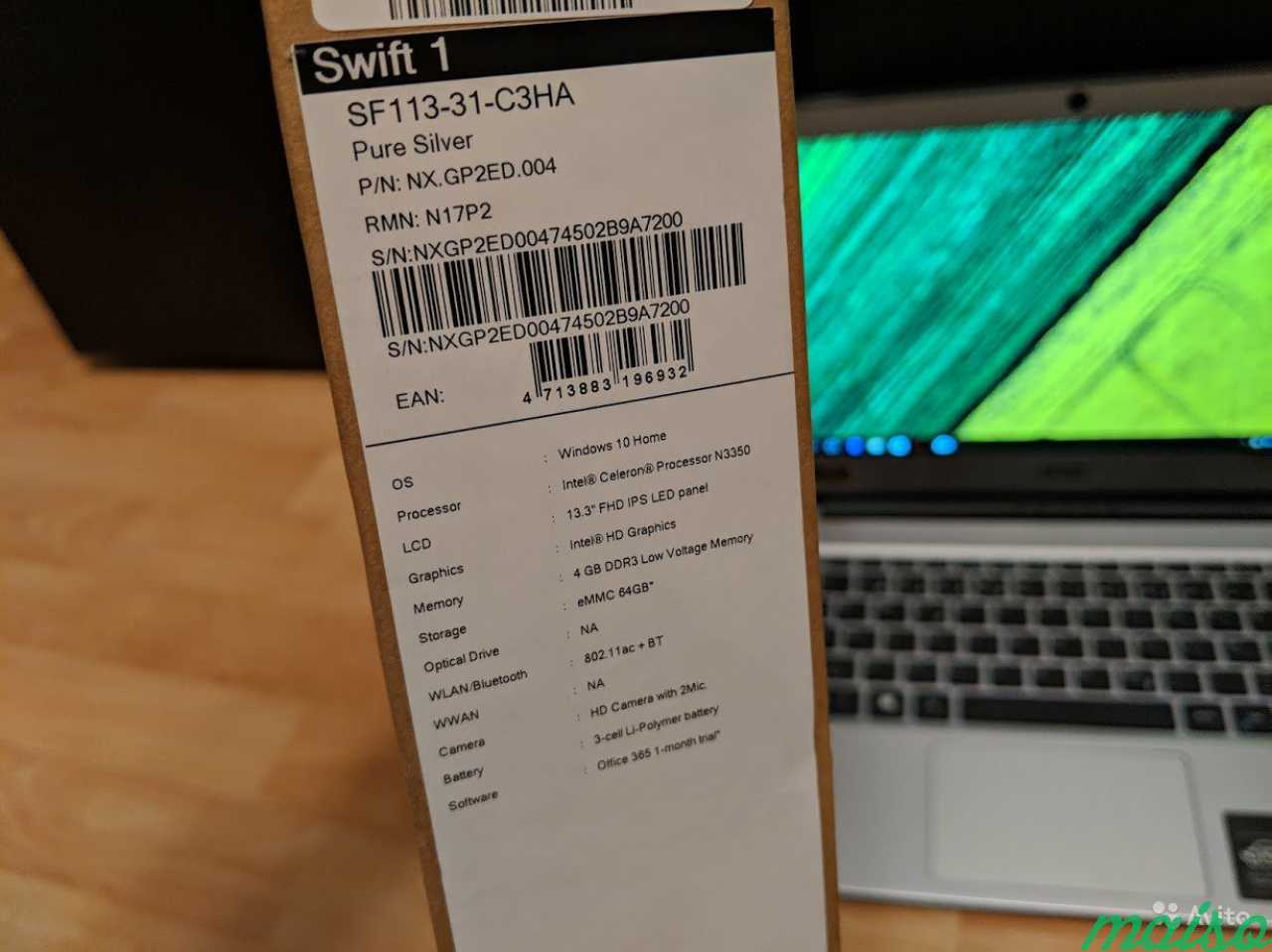Новый 13.3 Acer Swift 1 тонкий - легкий - Full HD в Санкт-Петербурге. Фото 3
