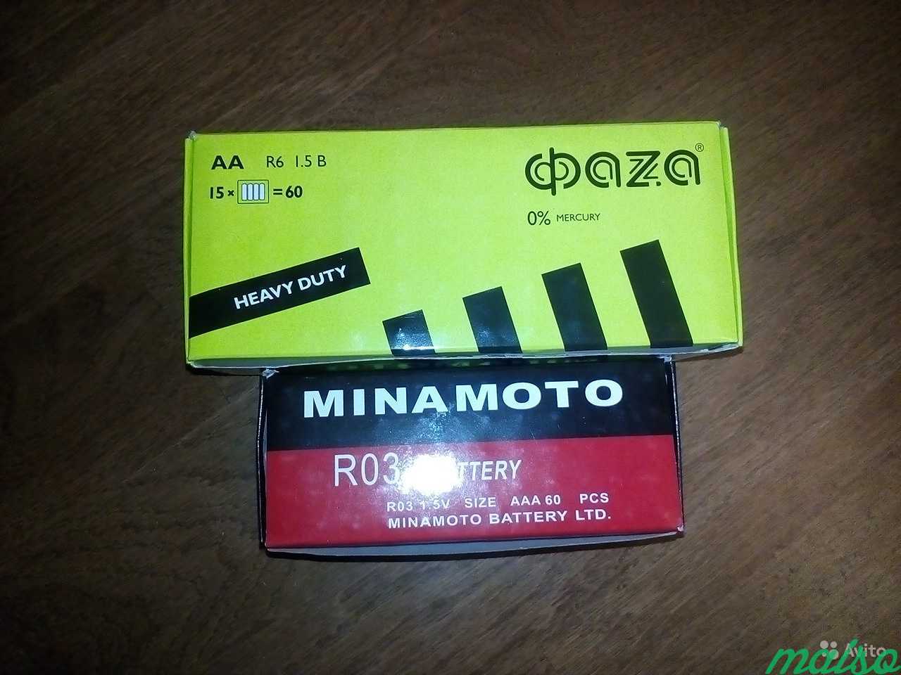 Батарейки Фаза аа и Minamoto AAA в коробках по60шт в Санкт-Петербурге. Фото 1