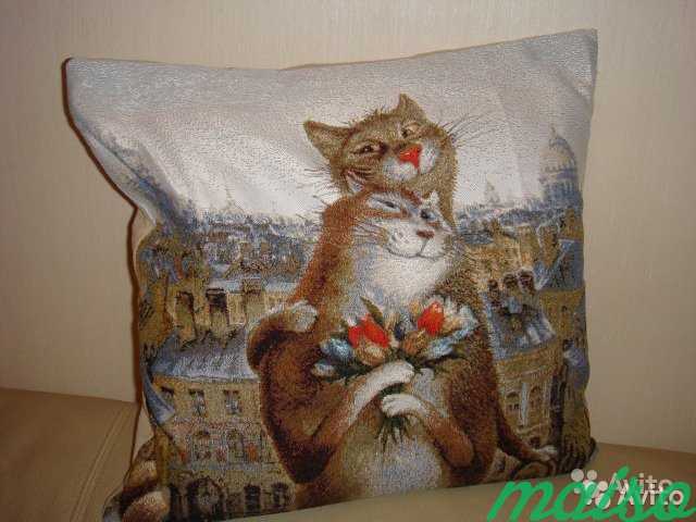 Гобеленовая декоративная наволочка гобелен кот в Москве. Фото 2