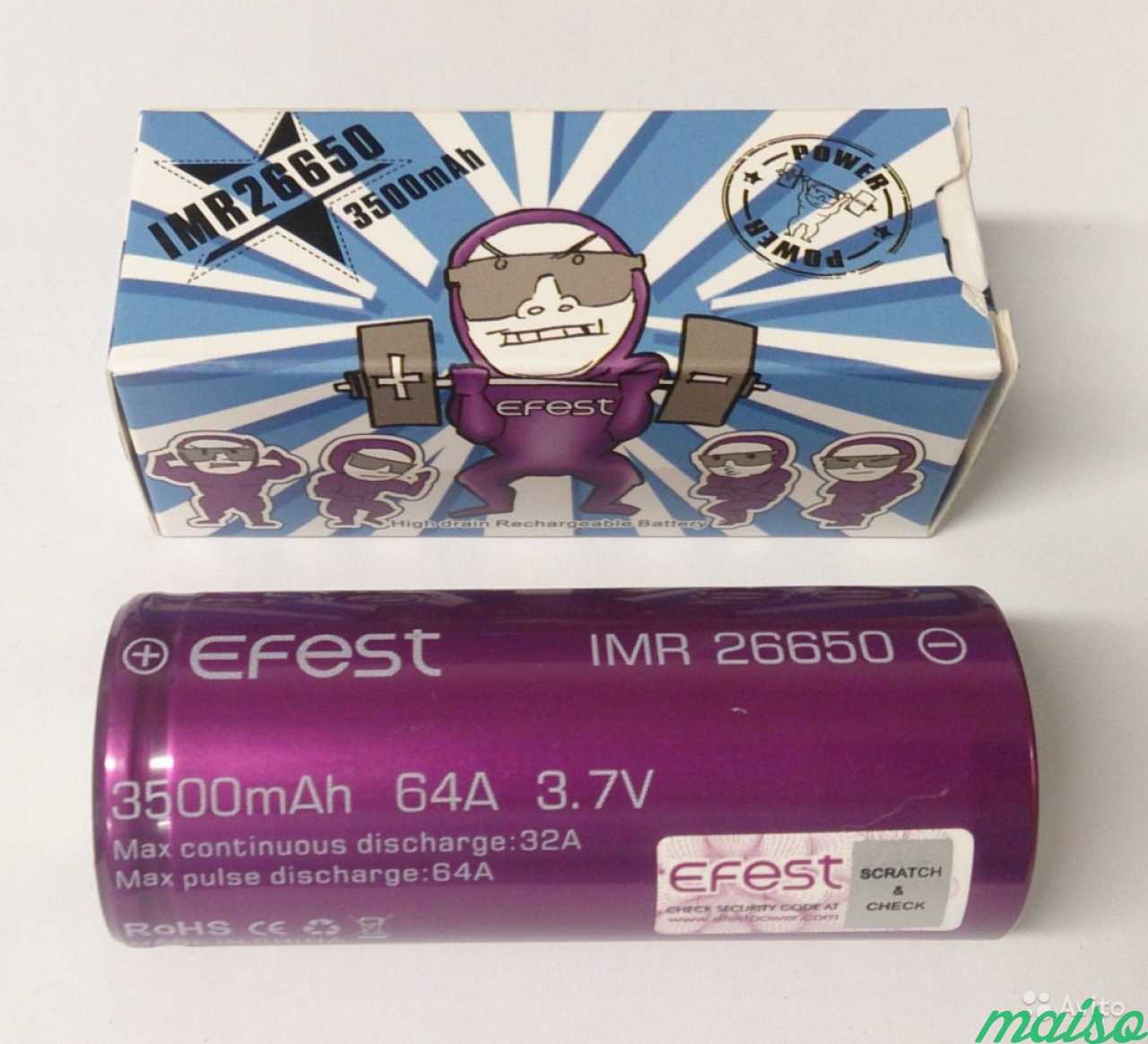 Аккумулятор 26650 Efest IMR26650 3500mAh 64A в Санкт-Петербурге. Фото 4