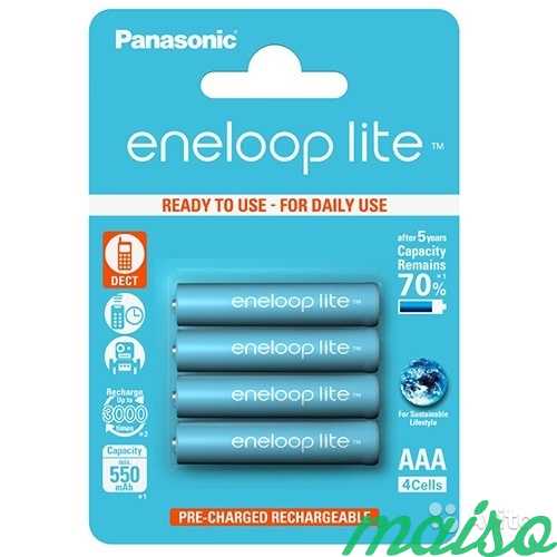 Аккумуляторы Eneloop Lite AAA (BK-4lcce) 600 mAh в Санкт-Петербурге. Фото 1