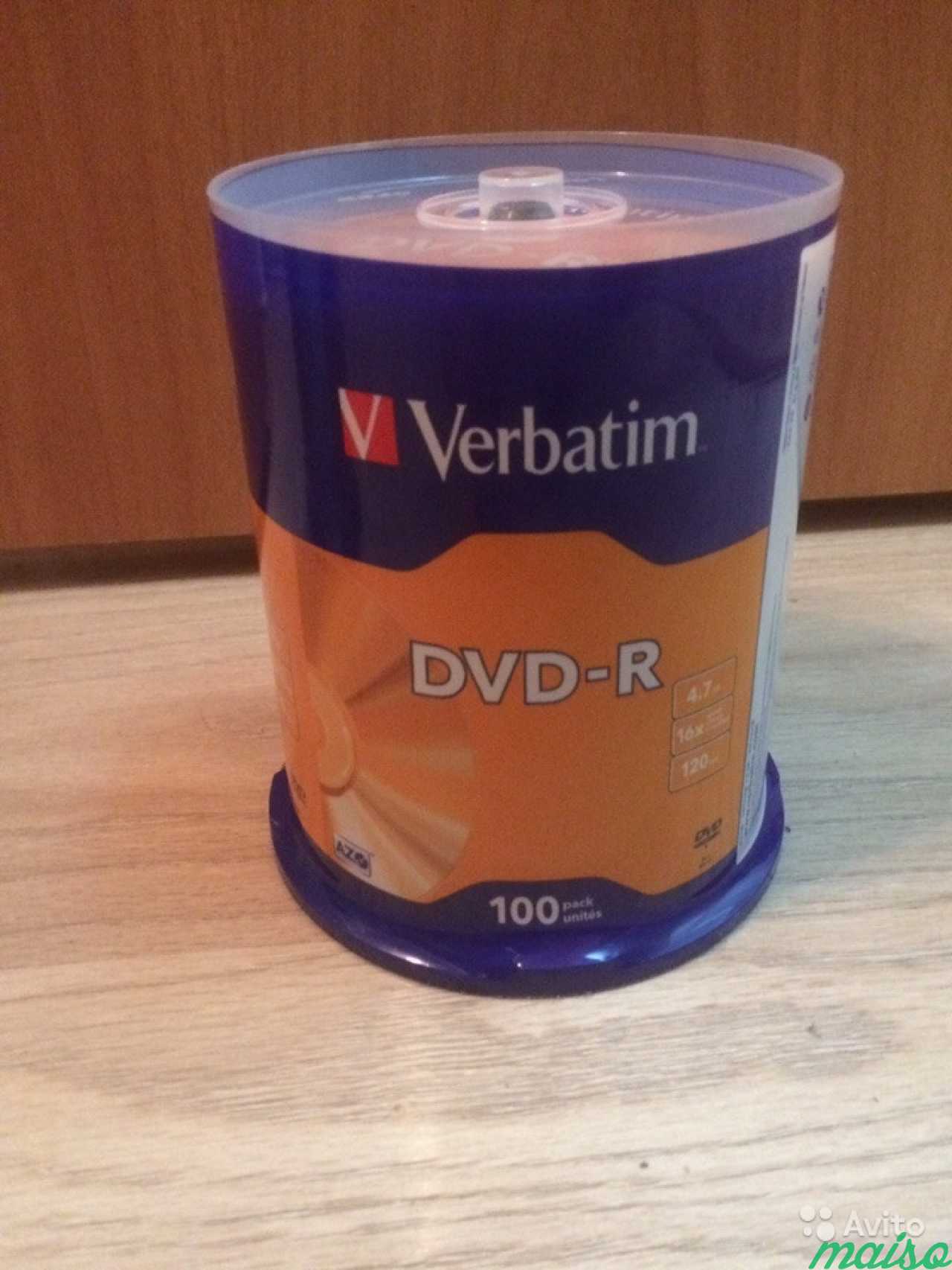 Оптические диски Verbatim DVD-R 100 штук в Санкт-Петербурге. Фото 2