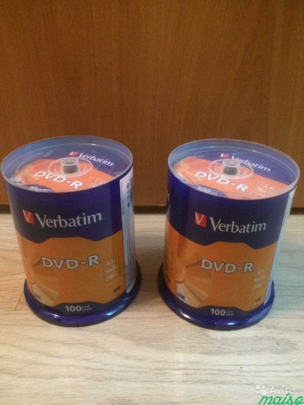Оптические диски Verbatim DVD-R 100 штук в Санкт-Петербурге. Фото 1