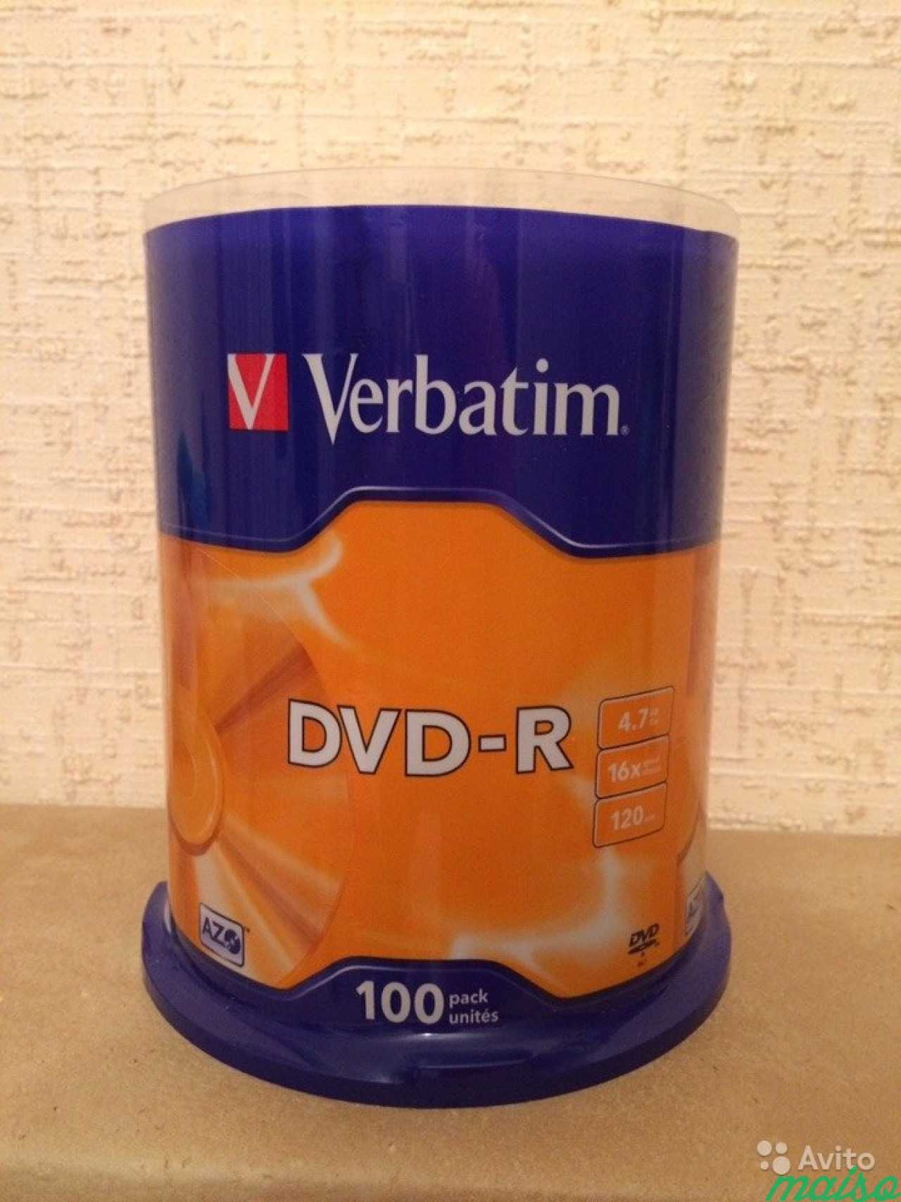 Диски verbatim DVD-R 120 min 4.7Gb 100шт в Санкт-Петербурге. Фото 1