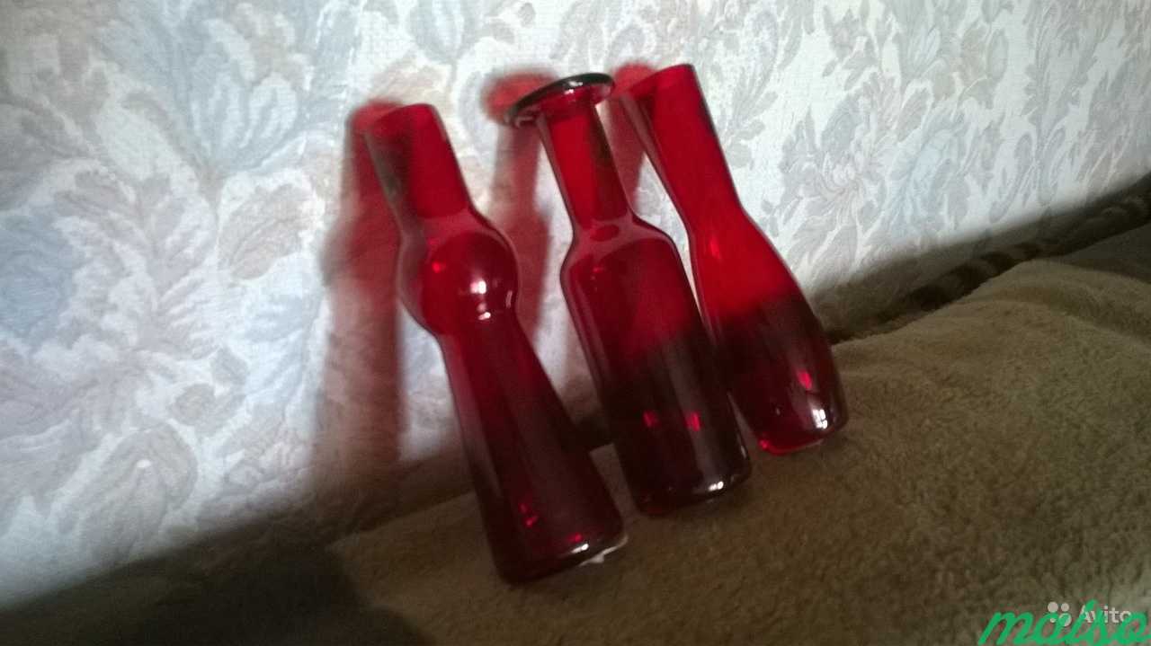Миниатюрные бутылочки вишневого цвета IKEA 3 штуки в Москве. Фото 4