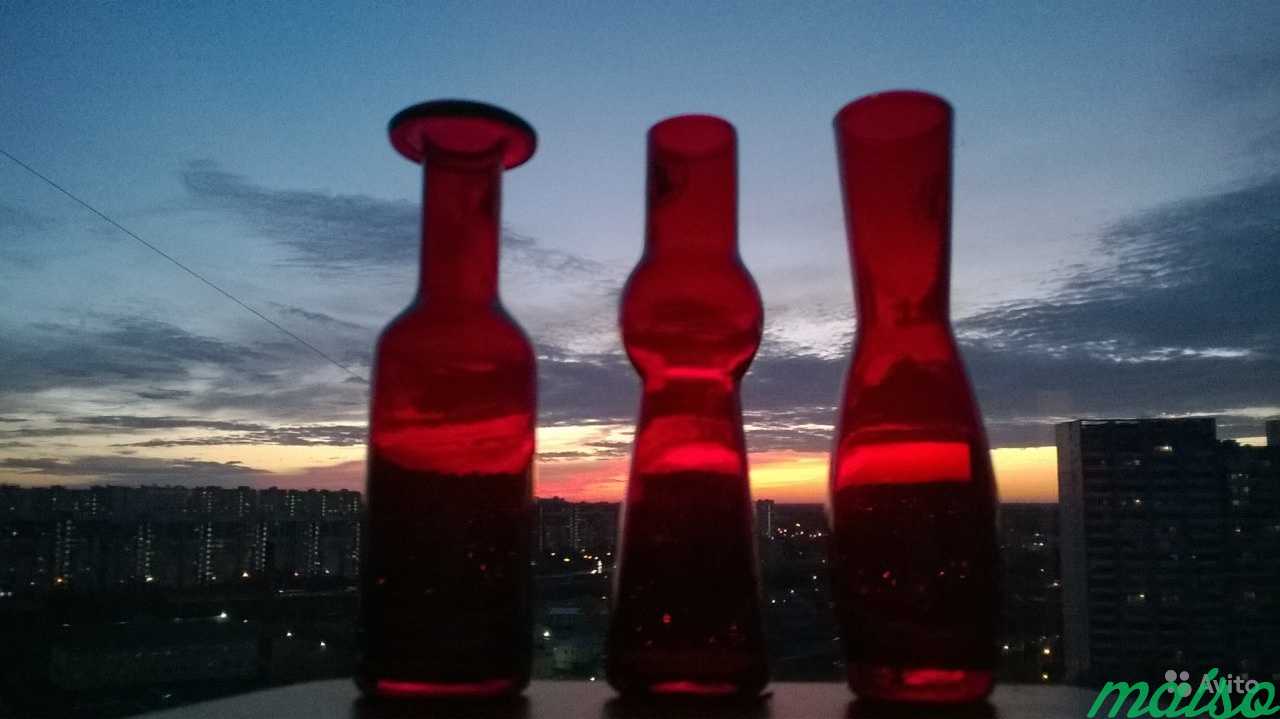 Миниатюрные бутылочки вишневого цвета IKEA 3 штуки в Москве. Фото 1