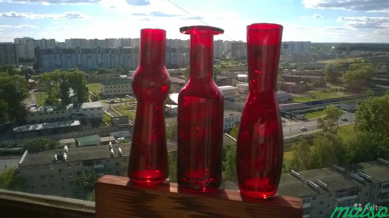 Миниатюрные бутылочки вишневого цвета IKEA 3 штуки в Москве. Фото 3