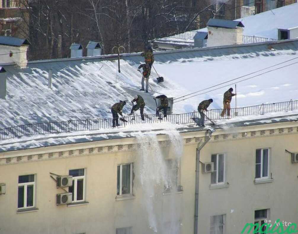 Сбрасывают снег с крыши