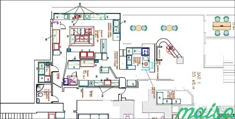 Проект кухни ресторана с расстановкой оборудования