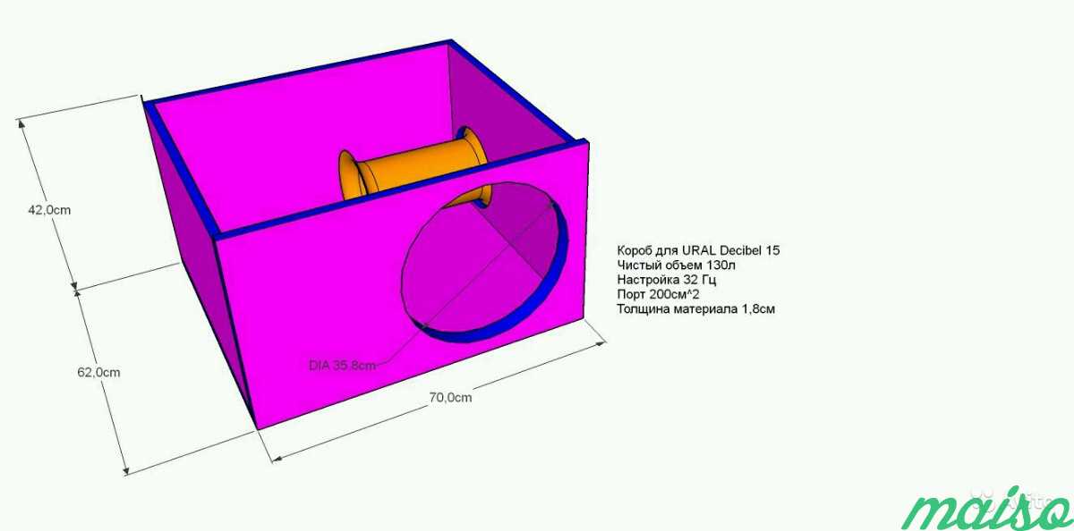 Расчет/чертеж короба для сабвуфера в Москве. Фото 4